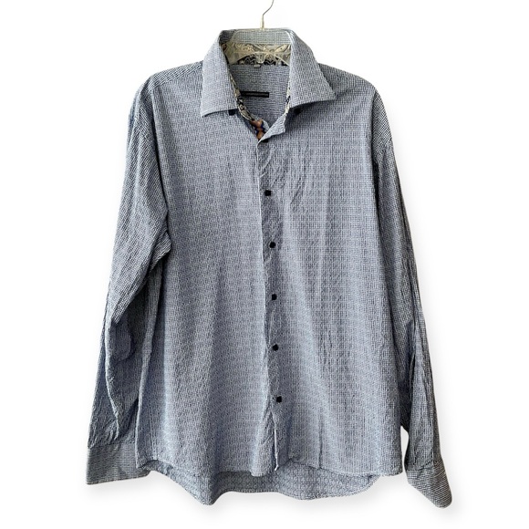 Visconti blue textured button down shirt - Picture 1 of 6